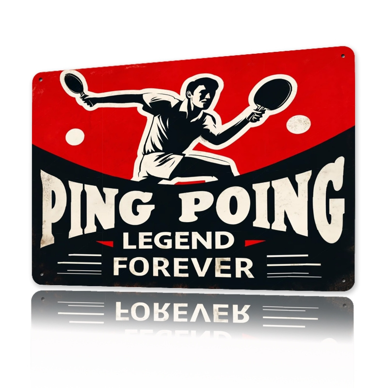 Table Tennis History - 빈티지 탁구 전설 메탈 틴 사인,